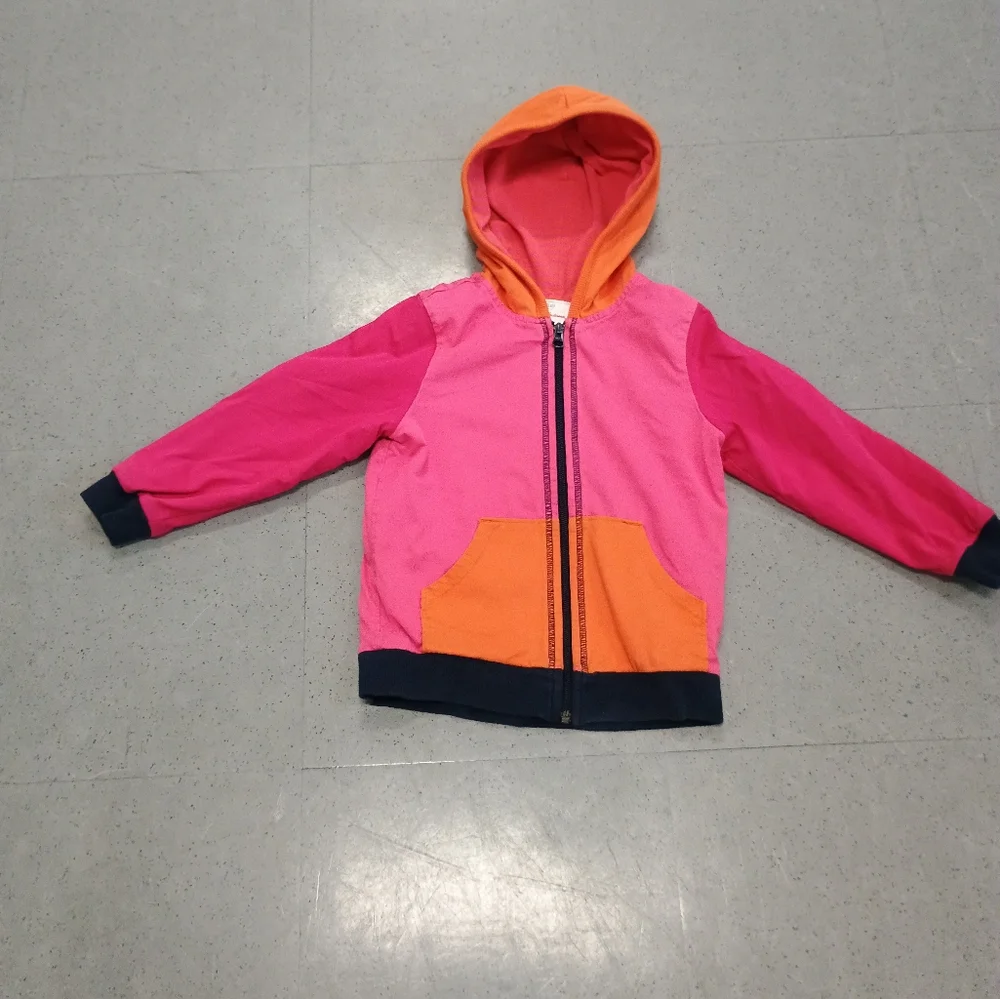 Hanna Andersson Multi Color Color Block Zip Up Hoodie Jacket Girl Kid Size 110 - Picture 2 of 14